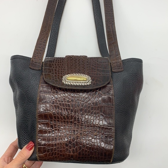 Brighton Brown Snakeskin Black Pebble Leather Shoulder Bag. BP1630A - Picture 5 of 11